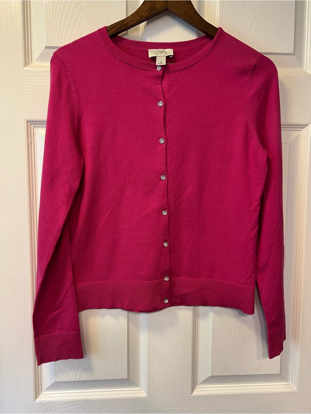 LOFT Fuchsia Pink Classic Button Cardigan